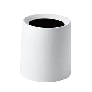 Pure color Mini Trash Can Plastic Small Garbage Can Little Tiny Waste Basket Compact Covered Minimalist plain Trash Bin