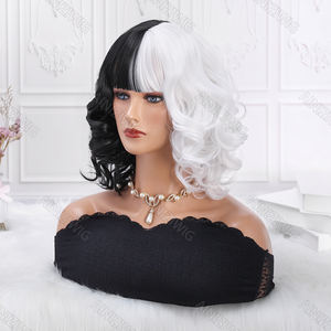 <span class=keywords><strong>Perruque</strong></span> Ainizi de 12 pouces, ondulée courte avec frange, moitié noire, moitié blanche, pour cosplay <span class=keywords><strong>Cruella</strong></span>, pour femmes - Product Image 3