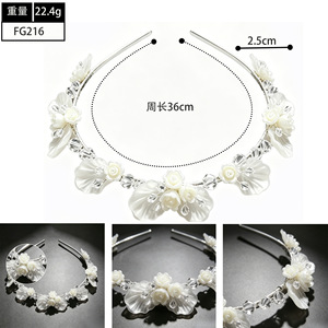 Serre-tête de mariée fait main en coquillages et fleurs, avec cristaux argentés, pour <span class=keywords><strong>mariage</strong></span>, élégant, floral, pour mariée, femme, bal de promo, accessoires de cheveux - Product Image 4