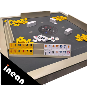 Tavolo da gioco di lusso moderno automatico Inean per Shuffle <span class=keywords><strong>Okey</strong></span> e Rummy, in cristallo con gambe in acciaio inossidabile, salvaspazio, per poker e uso domestico - Product Image 1