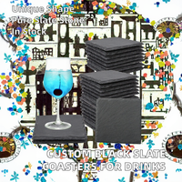 Sous-verres carrés en ardoise naturelle noire, style bohème moderne, écologiques, vente en gros 2024, pour bar et cuisine