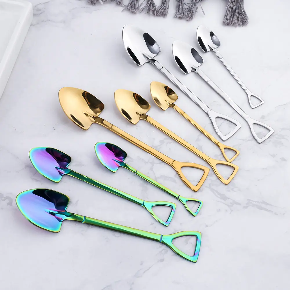 COMVIP 304 Stainless Steel Home Kitchen Coffee Cute Cat Shape Spoon Gold 