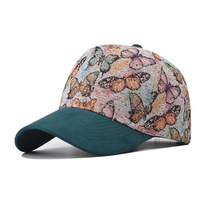 Casquette de baseball structurée en coton de haute qualité, imprimé floral, bicolore, 5 panneaux, logo brodé personnalisé, style rétro sportif