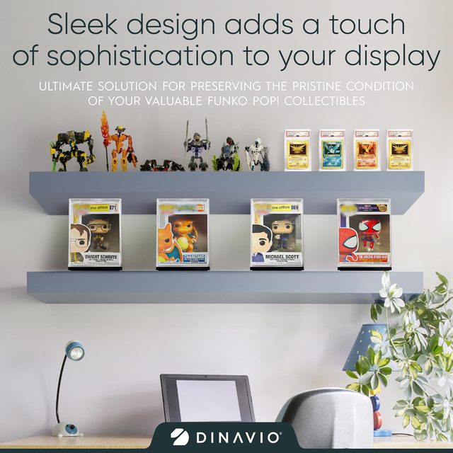 Funko Pop Protective case - Acrylic Display Box - Sturdy Stackable Design Suitable for Vinyl Humanoid Toys - Black Base