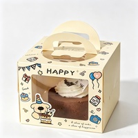 Emballage pour desserts, emballage cadeau de Noël, boîte à pâtisserie, boîte à gâteau d'anniversaire avec impression de logo personnalisé, fenêtre transparente en PET, poignée portable