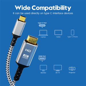 2024<span class=keywords><strong>สาย</strong></span> USB C เป็น <span class=keywords><strong>HDMI</strong></span> 4K 1m 1.8m 3M USB Type C TO <span class=keywords><strong>HDMI</strong></span> <span class=keywords><strong>ต</strong></span>ัวผู้3D จอแสดงผล HDR สำหรับสมาร์ทโฟนโน้<span class=keywords><strong>ต</strong></span><span class=keywords><strong>บุ๊ค</strong></span>ทีวี - Product Image 3