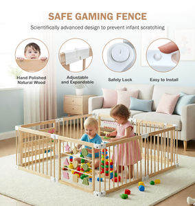 รั้วกั้นเด็กอเนกประสงค์ทำจากไม้ธรรมชาติ ปลอดสารพิษ ใช้ได้กับเด็กวัยหัดเดิน แบบพับได้ สไตล์มอนเตสซอรี่ - Product Image 3