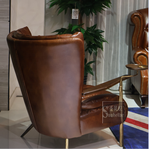 Contemporary Living Room <strong>Chair</strong> Tan <strong>Leather</strong> Lounge <strong>Chair</strong> for Living Room <strong>Genuine</strong> <strong>Leather</strong> Leisure Accent <strong>Chair</strong> Cigar <strong>Club</strong> Room