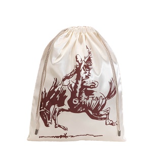 Sac en satin de haute qualité pour extensions capillaires, avec logo personnalisé imprimé, sac cadeau en soie pour perruques, sac de rangement anti-poussière en satin avec cordon de serrage - Product Image 1