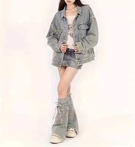 Chaqueta Vaquera Americana Vintage con Parches de Mariposas para Mujer, Diseño Moderno Hip-Hop, Holgada, Lavada, con Botones, para Invierno/Verano - Product Image 5