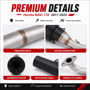 Sistema <span class=keywords><strong>de</strong></span> Escape Completo para Motocicleta, Tubo <span class=keywords><strong>de</strong></span> Escape Delantero y Silenciador para <span class=keywords><strong>Honda</strong></span> <span class=keywords><strong>NAVi</strong></span> 110 Scooter 2017-2025, Acero Inoxidable - Product Image 3