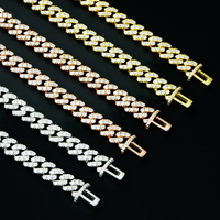 Bracelet gourmette cubaine en argent sterling 925 plaqué or, serti de moissanite GRA 6mm VVS taille brillant, style hip-hop, pour homme, vente en gros