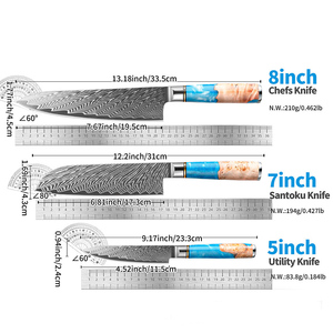 IOKO <span class=keywords><strong>Set</strong></span> di <span class=keywords><strong>Coltelli</strong></span> da Cucina Giapponesi in Acciaio Damasco a 67 Strati, Coltello da Macellaio, Trinciante e Affettatrice - Product Image 6