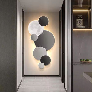 Moderna pittura murale <span class=keywords><strong>in</strong></span> <span class=keywords><strong>vetro</strong></span> con decorazione a led per la camera da letto moderna <span class=keywords><strong>in</strong></span> stile semplice luna con punto di cristallo <span class=keywords><strong>in</strong></span> porcellana - Product Image 3