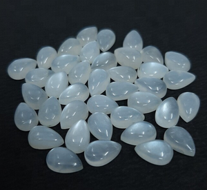 Natürlicher weißer Mondstein Birnen form Flacher Rücken Lose Cabochon Edelstein für Schmuck herstellung Alle Größen verfügbar Großhandel Cabochons - Product Image 5