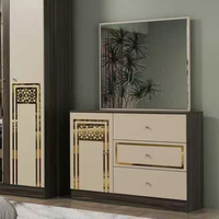 Ensemble de chambre à coucher complet de style turc, taille King Size, pour adultes, lit double, cadre en MDF, mobilier de chambre moderne complet avec lampe