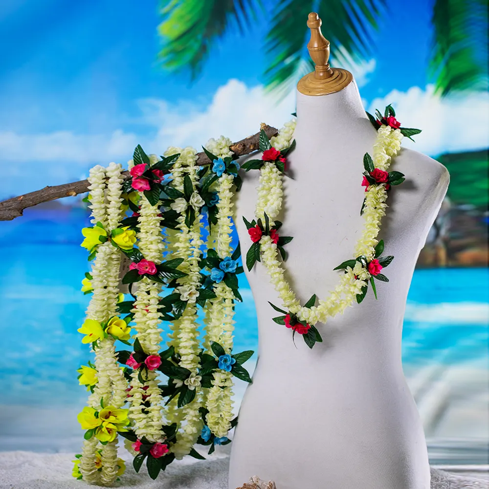 Nova artificial paquistanana pikake lei KN-hl070 100cm, festa de dança do havaí hula menina colar micronesian lei floral wreath sol praia