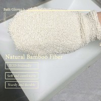 Gant de bain exfoliant en fibre de bambou naturelle, écologique, doux, réutilisable, pour le gommage corporel, pour une nettoyage doux de la peau, à utiliser sous la douche