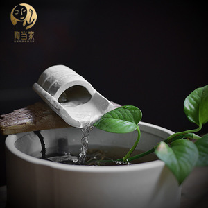 Ceramic Fish Tank With Flowing Water Feature 0.5-2.0L <b>Humidifier</b> For Office Living Room Desktop Decoration - Product Image 3