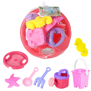 Commercio all'ingrosso acqua di sabbia di estate giocattoli di plastica castello secchio di mare conchiglia secchio con pala bambini 7 pezzi Set spiaggia giocattoli - Product Image 5