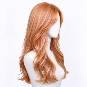 วิกผมมนุษย์แบบยาวเป็นชั้นๆ สีส้มขิง พร้อมหน้าม้าทรงกรอบหน้า - Product Image 2