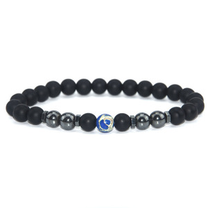<span class=keywords><strong>Bracelet</strong></span> en perles de pierre noire givrée au prix d'usine pour cadeaux, bracelets magnétiques en pierre colorée pour couples, vente en gros - Product Image 2