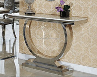 De luxe usine directe Offre Spéciale pas cher cadre en acier inoxydable en marbre carré maison salon meuble console ensembles de table