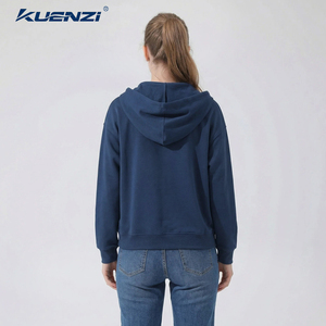 Felpa con Cappuccio e <span class=keywords><strong>Zip</strong></span> Kuenzi Oversize, 100% Cotone 300GSM, Morbida e Resistente, per Stampa Personalizzata, Vendita all'Ingrosso per Donne - Product Image 6
