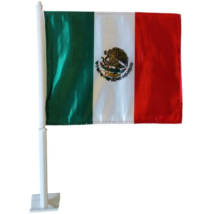 Bandeiras de janela de carro mexicanas personalizadas por atacado com qualquer logotipo, qualquer cor, qualquer design, com bastões
