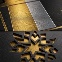 Juego de Invitaciones de Boda con Doble Lámina Dorada y Plateada |   Vinilo Mate Negro para Ventanas, Corte Láser, 600gsm, Venta al Por Mayor para Empresas