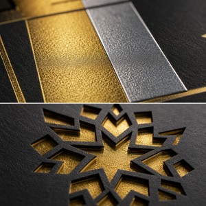Set di Inviti Matrimoniali in Lamina Doppia Oro e Argento |   Finestra Tagliata al Laser Nera Opaca 600gsm per Aziende - Vendita all'Ingrosso - Product Image 3
