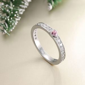 Dylam <b>Dainty</b> Design Fine 925 Silver Eternity Band 5A Cubic Zirconia Heart Love Jewelry <b>Rings</b> for Christmas Valentine's Day Gifts - Product Image 5