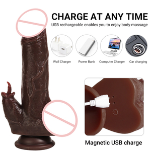 22 cm Dunkelbrauner Realistischer Dildo mit Leckmodus und Vibration zur Stimulation des Weiblichen G-Punkt Erwachsenen-Sexspielzeug für Erwachsene - Product Image 5