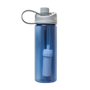 Esportes ao ar livre pessoal portátil filtrada água purificador garrafa com filtro para camping