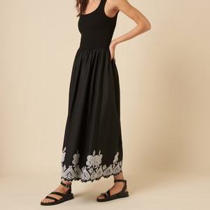 Vestidos de Lino Nuevos de Fabricante Original para Mujer, Bordado Floral, Algodón, Cintura Alta, Corte Holgado, Casual, Moda de Verano - Product Image 1