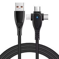 Câble de charge rapide USB multifonction LED 120W Type C 3 en 1, câble de données universel pour téléphone portable, câble de charge Type-C/Android