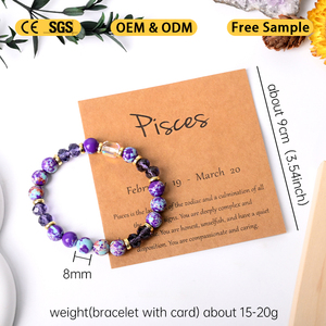 Vente flash CHUSE CI0475 Bijoux tendance Bracelet en cristal mosaïque avec breloque des 12 constellations du zodiaque avec carte de présentation - Product Image 2