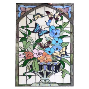 Panel de Vidrio Tiffany Sólido Suministrado por Fábrica, 50*85 CM, Estilo Campestre, Diseño de Mariposa, Doble Acristalamiento - Product Image 2