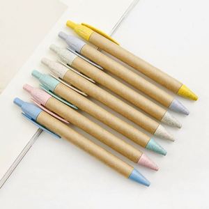 Color Degradable Wheat Straw <b>Rolling</b> Custom Logo Eco Friendly Recyclable <b>Paper</b> Ball Pen - Product Image 1