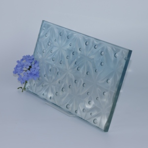 Panneau de verre décoratif texturé en résine bleu clair laminée à motif bulles, verre artistique texturé pour cloison intérieure et décoration de bâtiment - Product Image 2
