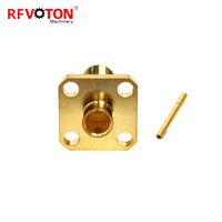 Connecteur RF 50 ohms personnalisé, prise femelle SMA, montage sur panneau à bride à 4 trous, soudure, pour câble coaxial RG402 RG141