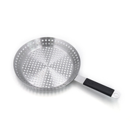 Panier de cuisson rond avec poignée en acier inoxydable, panier de barbecue durable, accessoire de cuisson pour barbecues au charbon et au gaz