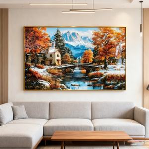 Nouvelle Peinture sur Porcelaine LED en Cristal, Décoration Personnalisée pour la Maison, Impression Européenne, Paysage Hivernal, Forêt, Campagne, Salon - Product Image 1