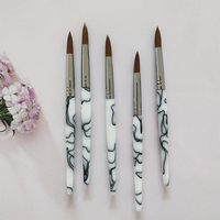 Pinceau à ongles en nylon durable, manche en plastique blanc, application fluide, pour poudre acrylique, vente en gros pour salons