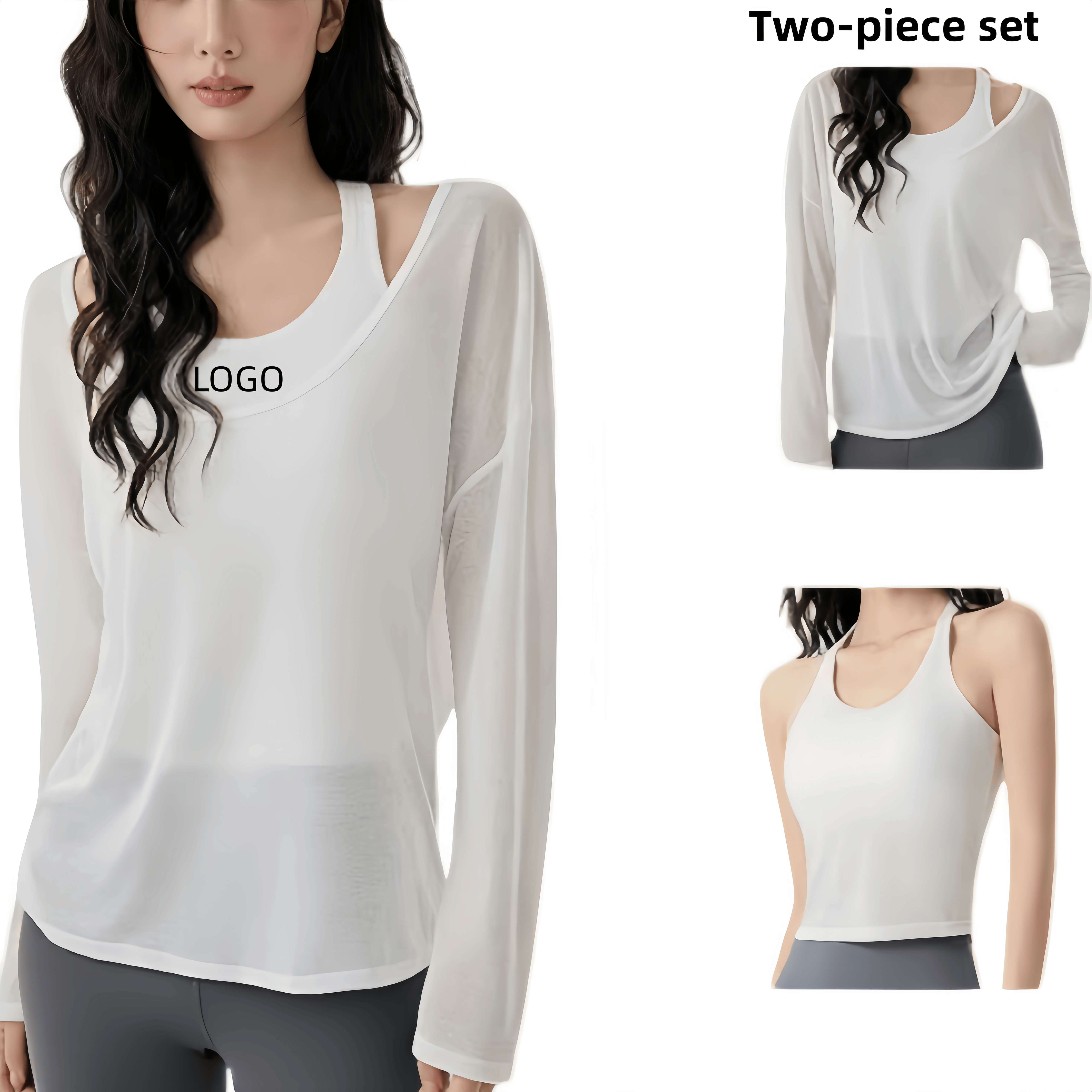 New Design AIL Spring Breathable Lightweight Women's U-neck Long Sleeved Hoodie with Chest Mat Outdoor Sunscreen Yoga Sports Top