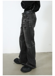 <span class=keywords><strong>Jeans</strong></span> Blu da <span class=keywords><strong>Uomo</strong></span> Casual a Zampa d'Elefante con Cuciture a Vista Stile Retro High Street in Super Offerta - Product Image 5