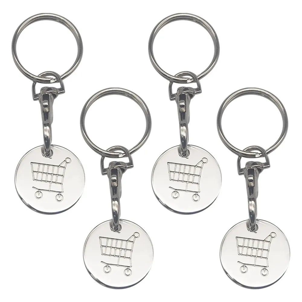 Trolley token one coin holder keyring supermarket Canadian shopping cart two coins keychain custom logo European coins trolley