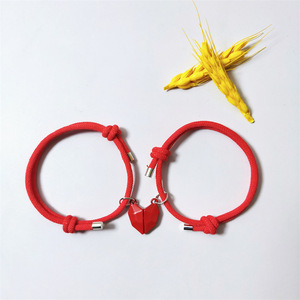 Jual Panas Gelang Pasangan Tali Tahan Lama Buatan Tangan Modis Gelang Pasangan <span class=keywords><strong>Magnet</strong></span> Setengah Cinta Hati untuk Pasangan/Teman Terbaik - Product Image 5