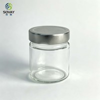 Stoples Kaca Dinding Lurus Aman untuk Makanan 180ml, Stoples Berleher Ulir untuk Pengawetan Dapur dan Pengemasan Makanan Ritel