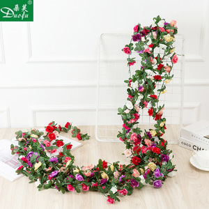 Guirlandes de fleurs artificielles en forme de donut, 200 cm, roses en soie, glycine, décorations pour mariage et maison - Product Image 2